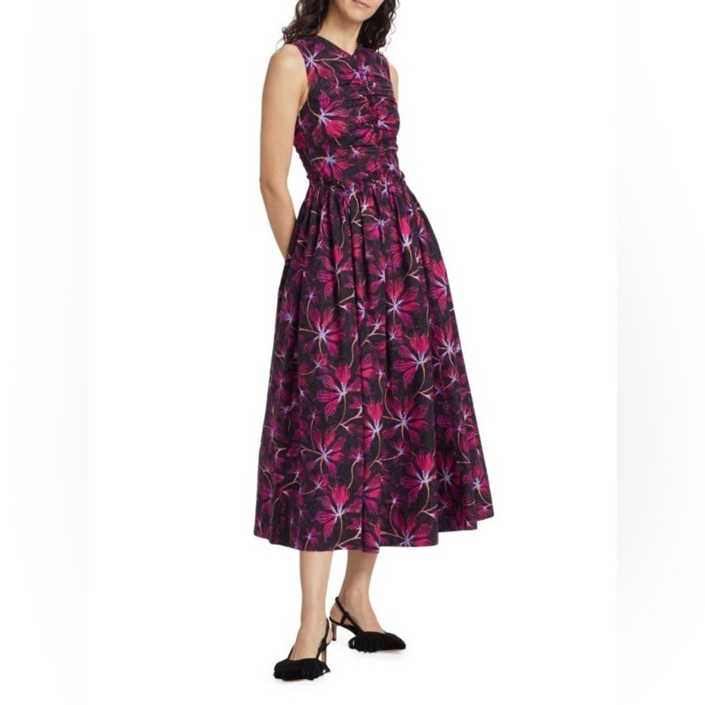 Ulla Johnson Mimi Moonflower Poplin Fit & Flare Dress B1191